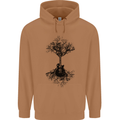 Electric Guitar Tree & Roots Guitarist Mens 80% Cotton Hoodie Caramel Latte