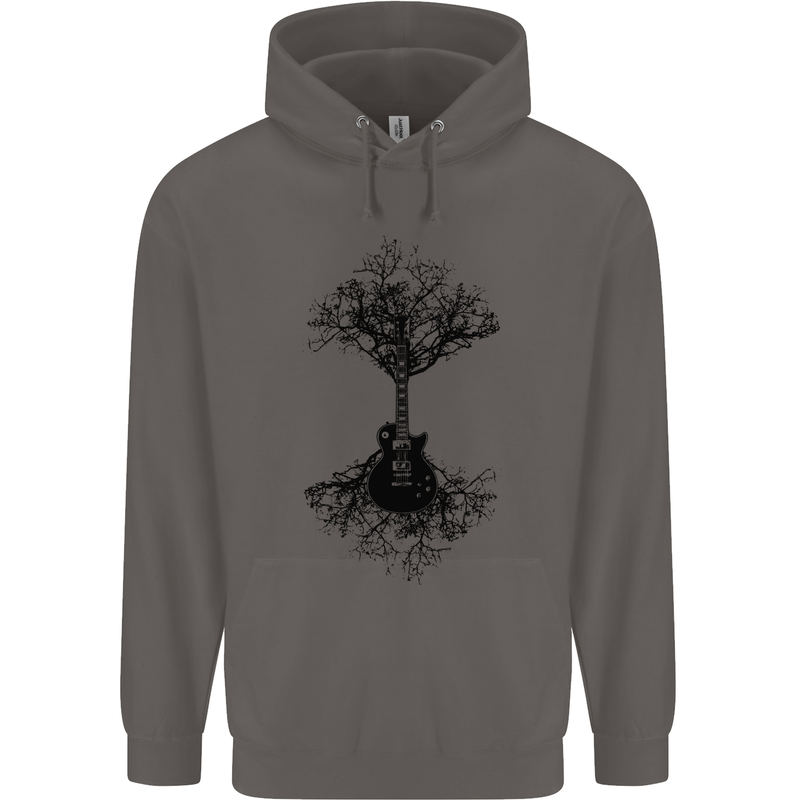 Electric Guitar Tree & Roots Guitarist Mens 80% Cotton Hoodie Charcoal