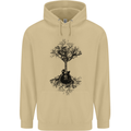 Electric Guitar Tree & Roots Guitarist Mens 80% Cotton Hoodie Sand