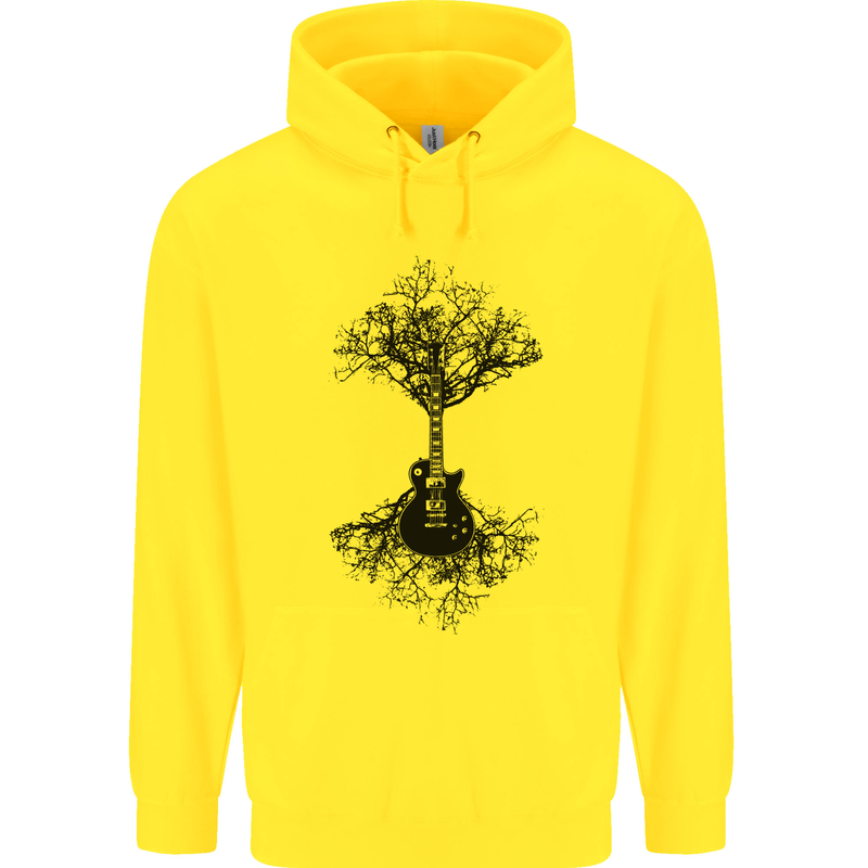 Electric Guitar Tree & Roots Guitarist Mens 80% Cotton Hoodie Yellow