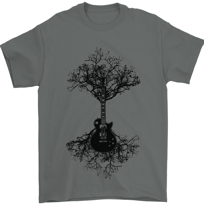 Electric Guitar Tree & Roots Guitarist Mens T-Shirt 100% Cotton Charcoal