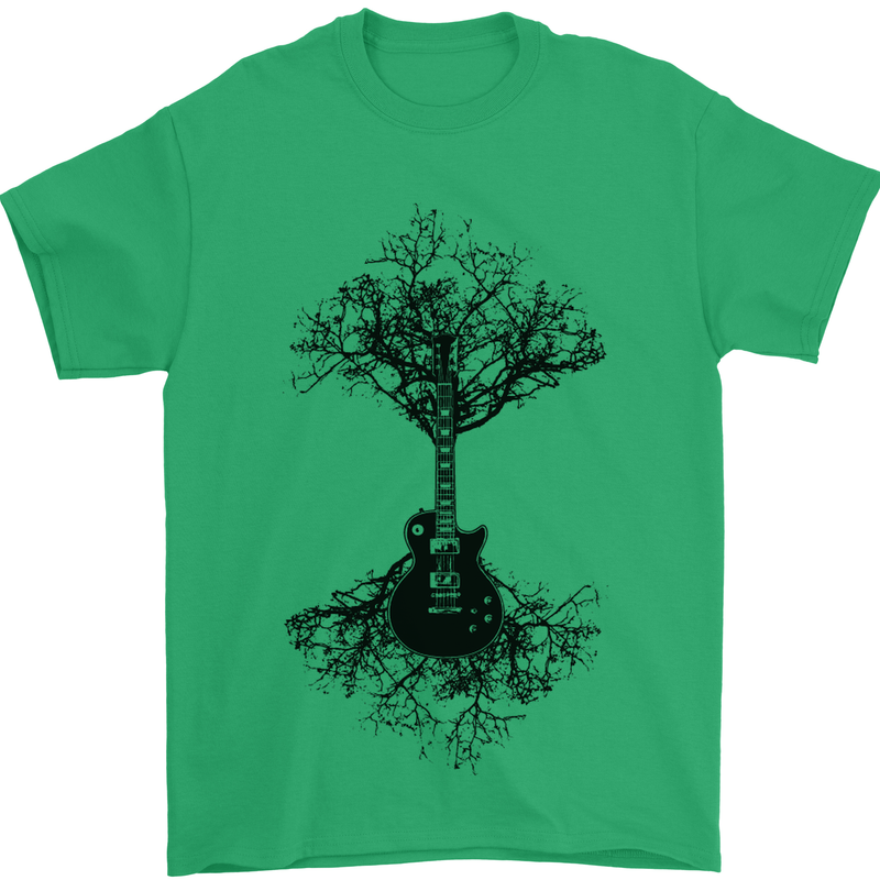 Electric Guitar Tree & Roots Guitarist Mens T-Shirt 100% Cotton Irish Green