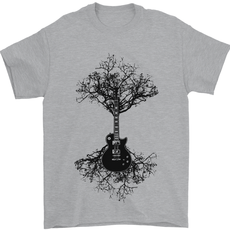 Electric Guitar Tree & Roots Guitarist Mens T-Shirt 100% Cotton Sports Grey