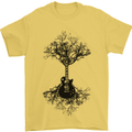 Electric Guitar Tree & Roots Guitarist Mens T-Shirt 100% Cotton Yellow