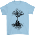Electric Guitar Tree & Roots Guitarist Mens T-Shirt Cotton Gildan Light Blue
