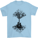 Electric Guitar Tree & Roots Guitarist Mens T-Shirt Cotton Gildan Light Blue