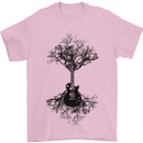 Electric Guitar Tree & Roots Guitarist Mens T-Shirt Cotton Gildan Light Pink