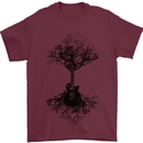 Electric Guitar Tree & Roots Guitarist Mens T-Shirt Cotton Gildan Maroon