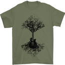 Electric Guitar Tree & Roots Guitarist Mens T-Shirt Cotton Gildan Military Green