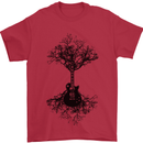 Electric Guitar Tree & Roots Guitarist Mens T-Shirt Cotton Gildan Red