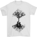 Electric Guitar Tree & Roots Guitarist Mens T-Shirt Cotton Gildan White