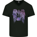 Electric Guitar Wings Guitarist Acoustic Mens V-Neck Cotton T-Shirt Black