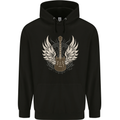 Electric Guitar Wings Rock n Roll Music Punk Childrens Kids Hoodie Black