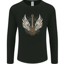 Electric Guitar Wings Rock n Roll Music Punk Mens Long Sleeve T-Shirt Black