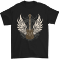 Electric Guitar Wings Rock n Roll Music Punk Mens T-Shirt 100% Cotton Black