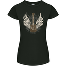 Electric Guitar Wings Rock n Roll Music Punk Womens Petite Cut T-Shirt Black