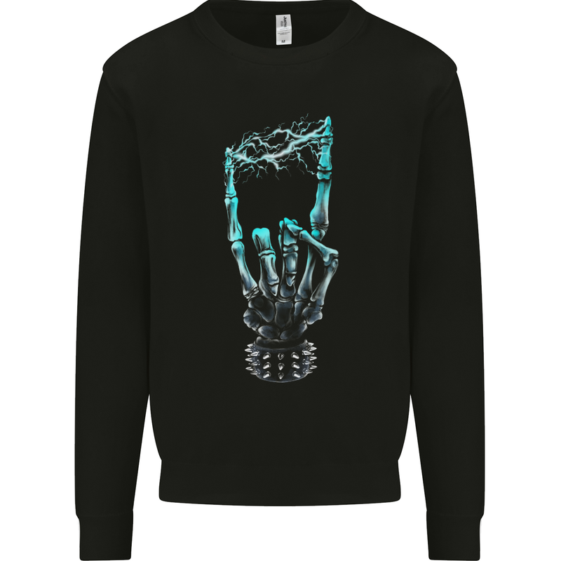 Electric Rock Music Hand Guitar Heavy Metal Kids Sweatshirt Jumper Black
