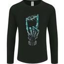 Electric Rock Music Hand Guitar Heavy Metal Mens Long Sleeve T-Shirt Black