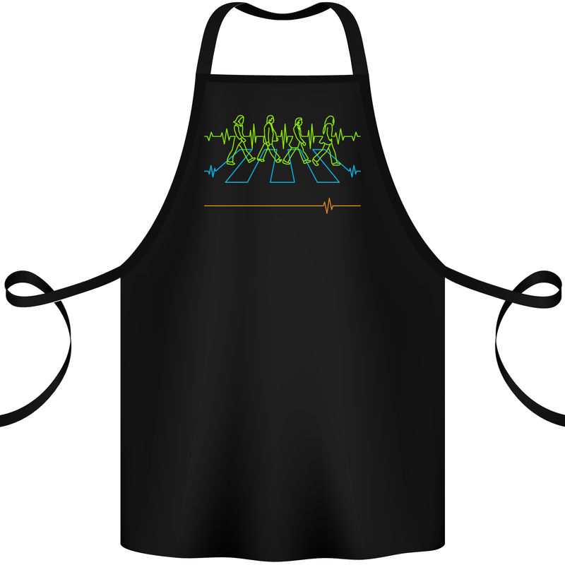 Electrocardiography Music Abby Road Cotton Apron 100% Organic Black