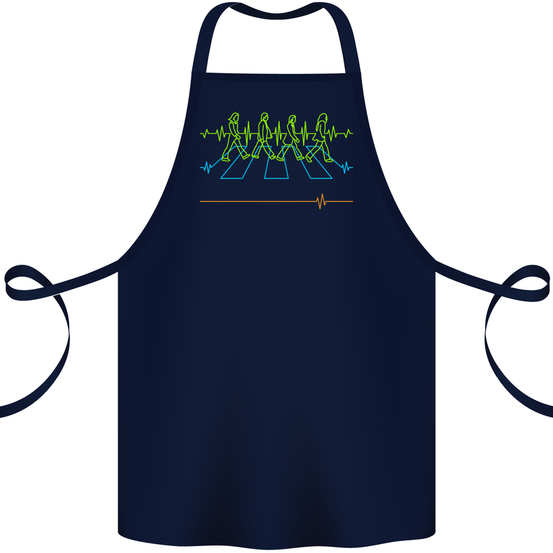 Electrocardiography Music Abby Road Cotton Apron 100% Organic Navy Blue