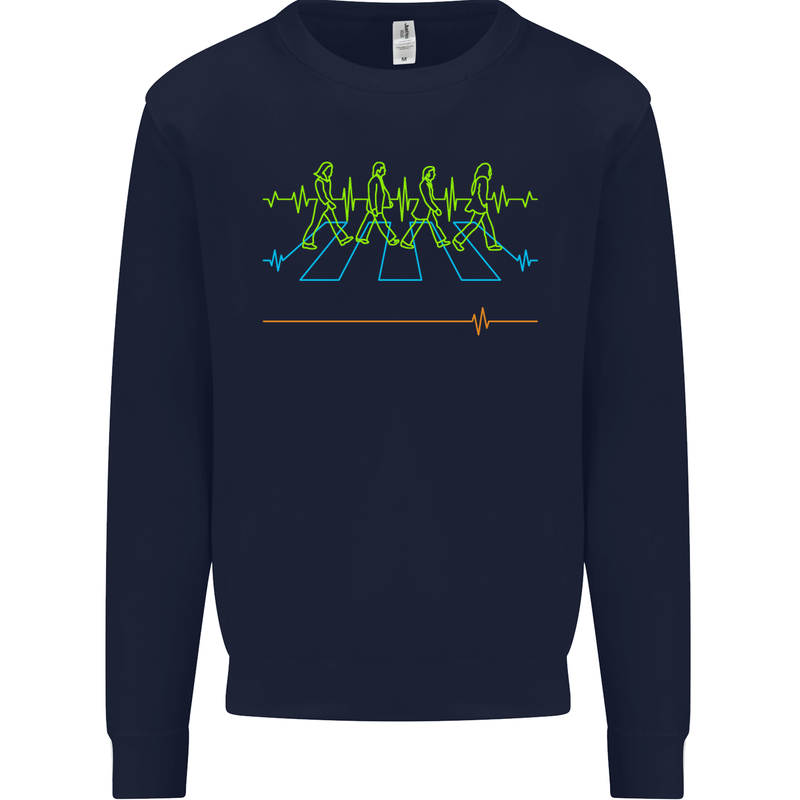 Electrocardiography Music Abby Road Kids Sweatshirt Jumper Navy Blue