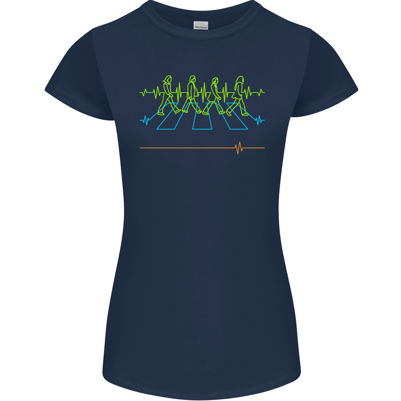 Electrocardiography Music Abby Road Womens Petite Cut T-Shirt Navy Blue