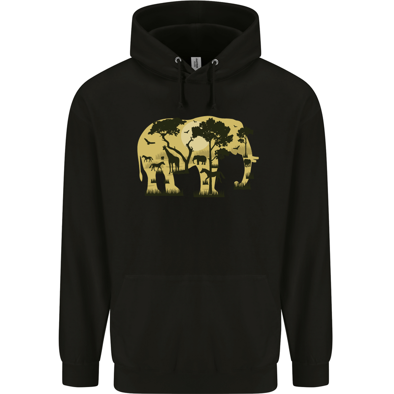Elephant Ecology Animal Childrens Kids Hoodie Black