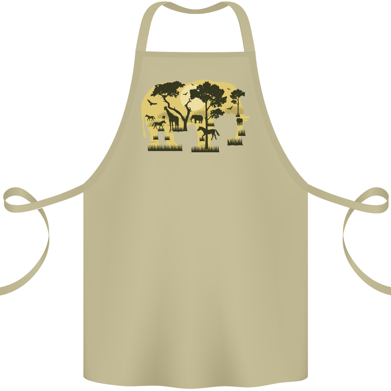Elephant Ecology Animal Cotton Apron 100% Organic Khaki
