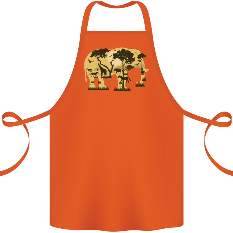 Elephant Ecology Animal Cotton Apron 100% Organic Orange