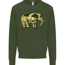 Elephant Ecology Animal Kids Sweatshirt Jumper Forest Green
