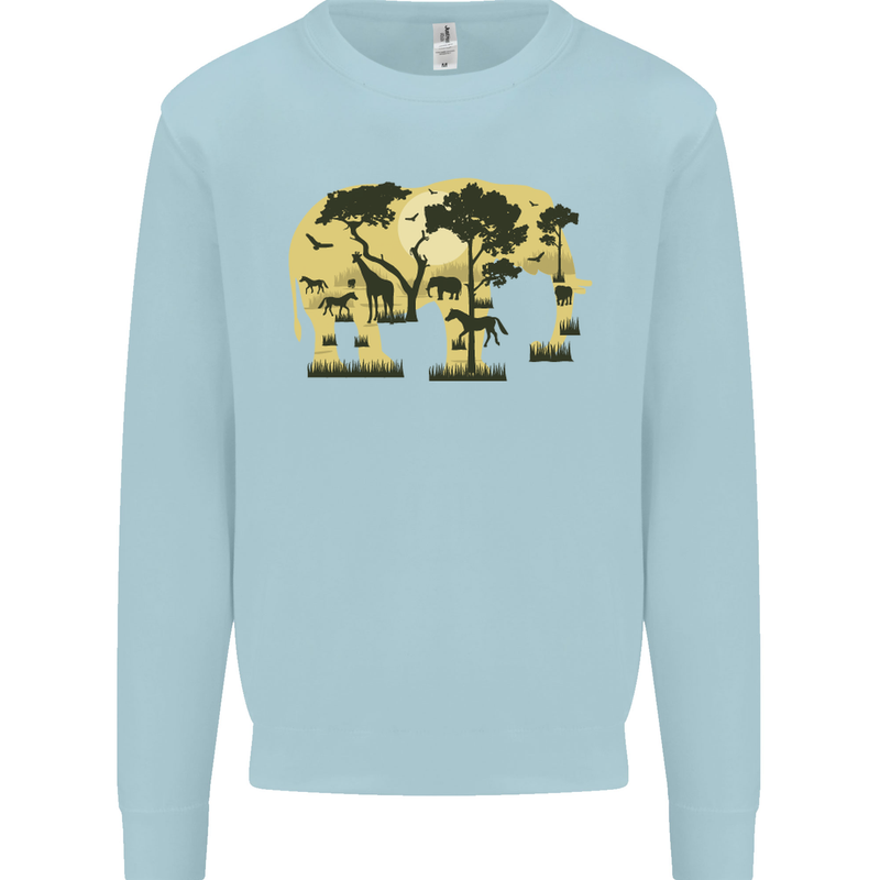 Elephant Ecology Animal Kids Sweatshirt Jumper Light Blue