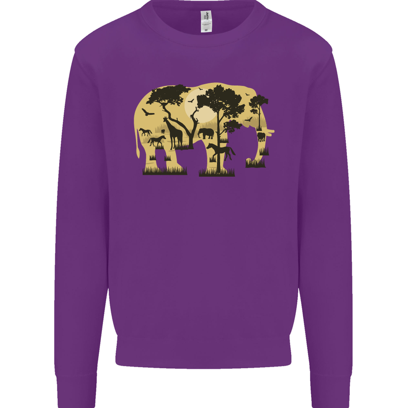Elephant Ecology Animal Kids Sweatshirt Jumper Purple