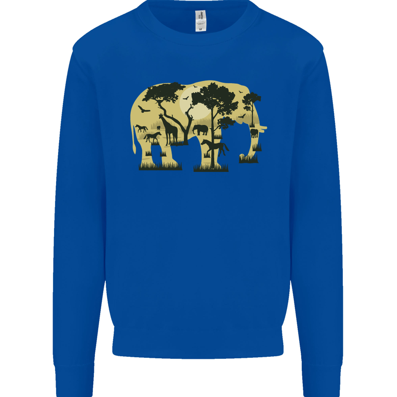 Elephant Ecology Animal Kids Sweatshirt Jumper Royal Blue