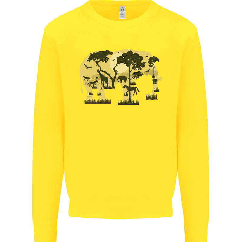 Elephant Ecology Animal Kids Sweatshirt Jumper Yellow