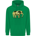 Elephant Ecology Animal Mens 80% Cotton Hoodie Irish Green
