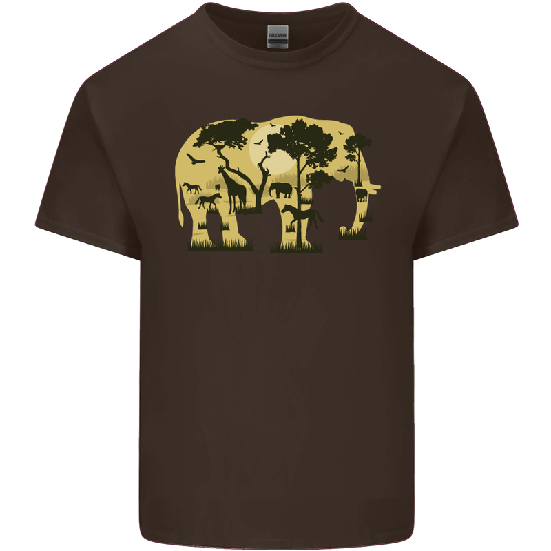Elephant Ecology Animal Mens Cotton T-Shirt Tee Top Dark Chocolate