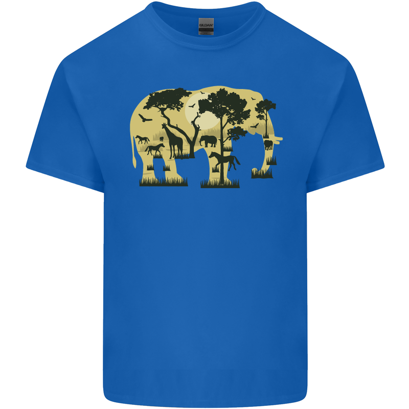 Elephant Ecology Animal Mens Cotton T-Shirt Tee Top Royal Blue