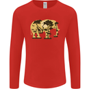 Elephant Ecology Animal Mens Long Sleeve T-Shirt Red