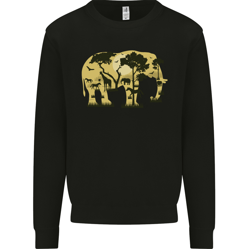 Elephant Ecology Animal Mens Sweatshirt Jumper Black
