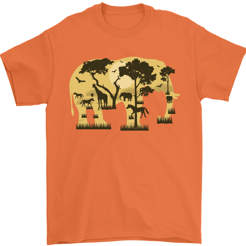 Elephant Ecology Animal Mens T-Shirt Cotton Gildan Orange