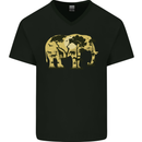 Elephant Ecology Animal Mens V-Neck Cotton T-Shirt Black
