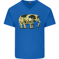 Elephant Ecology Animal Mens V-Neck Cotton T-Shirt Royal Blue