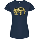 Elephant Ecology Animal Womens Petite Cut T-Shirt Navy Blue