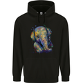 Elephant Hand Drawn Watercolour Childrens Kids Hoodie Black