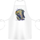 Elephant Hand Drawn Watercolour Cotton Apron 100% Organic White