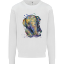 Elephant Hand Drawn Watercolour Kids Sweatshirt Jumper White