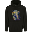 Elephant Hand Drawn Watercolour Mens Hoodie Black
