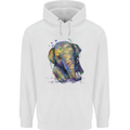 Elephant Hand Drawn Watercolour Mens Hoodie White