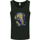 Elephant Hand Drawn Watercolour Mens Vest Tank Top Black