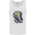 Elephant Hand Drawn Watercolour Mens Vest Tank Top White